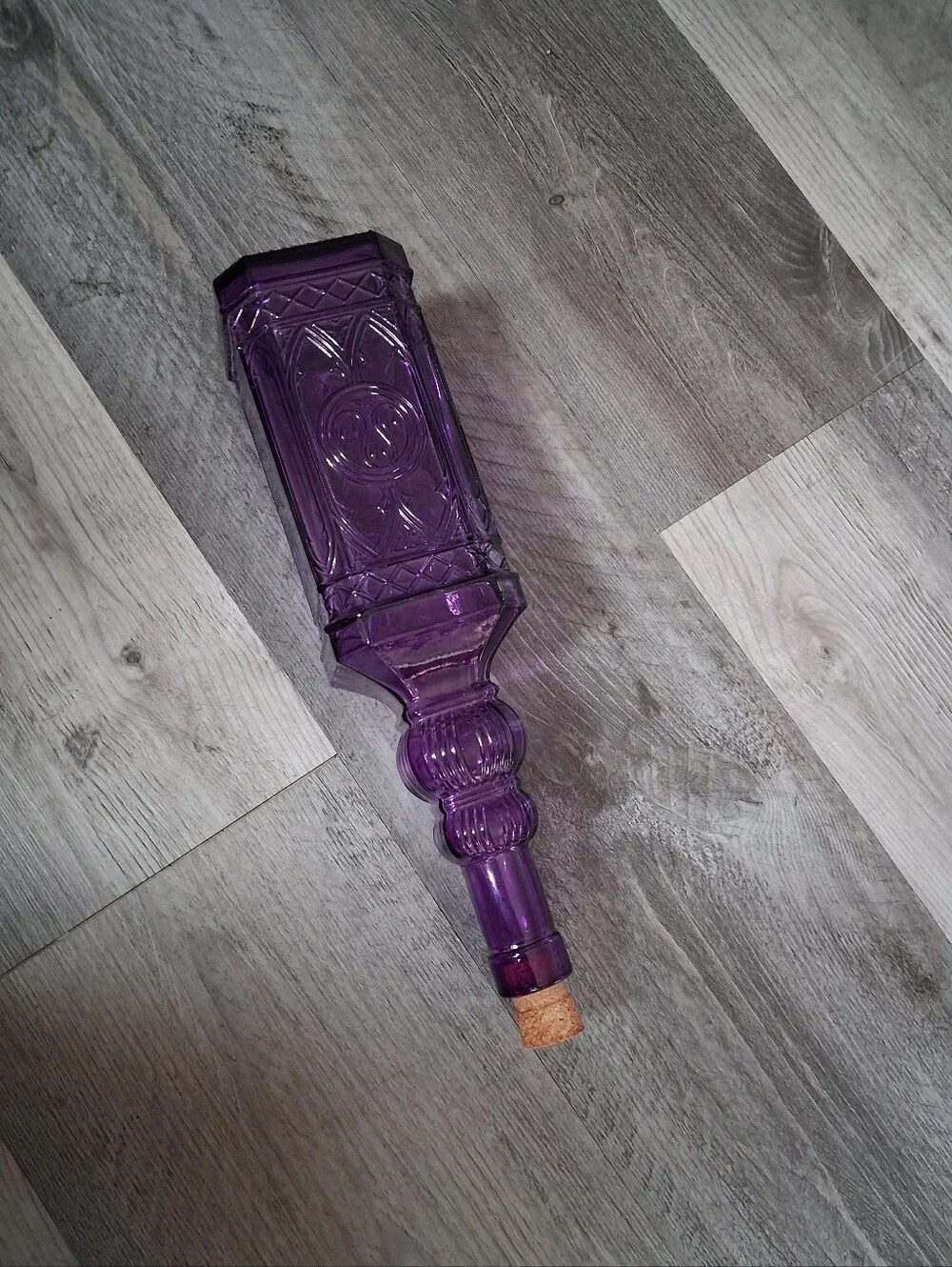 Purple Decorative Glass Bottle with Cork Stopper - Home Accents